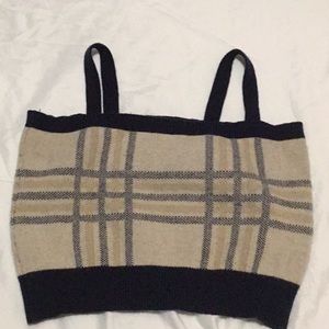 Aesthetic trendy blue and tan top with short straps